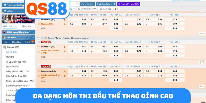 Đa dạng môn thi đấu thể thao đỉnh cao