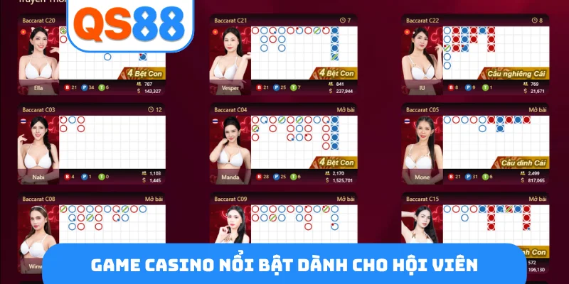 Game casino nổi bật dành cho hội viên